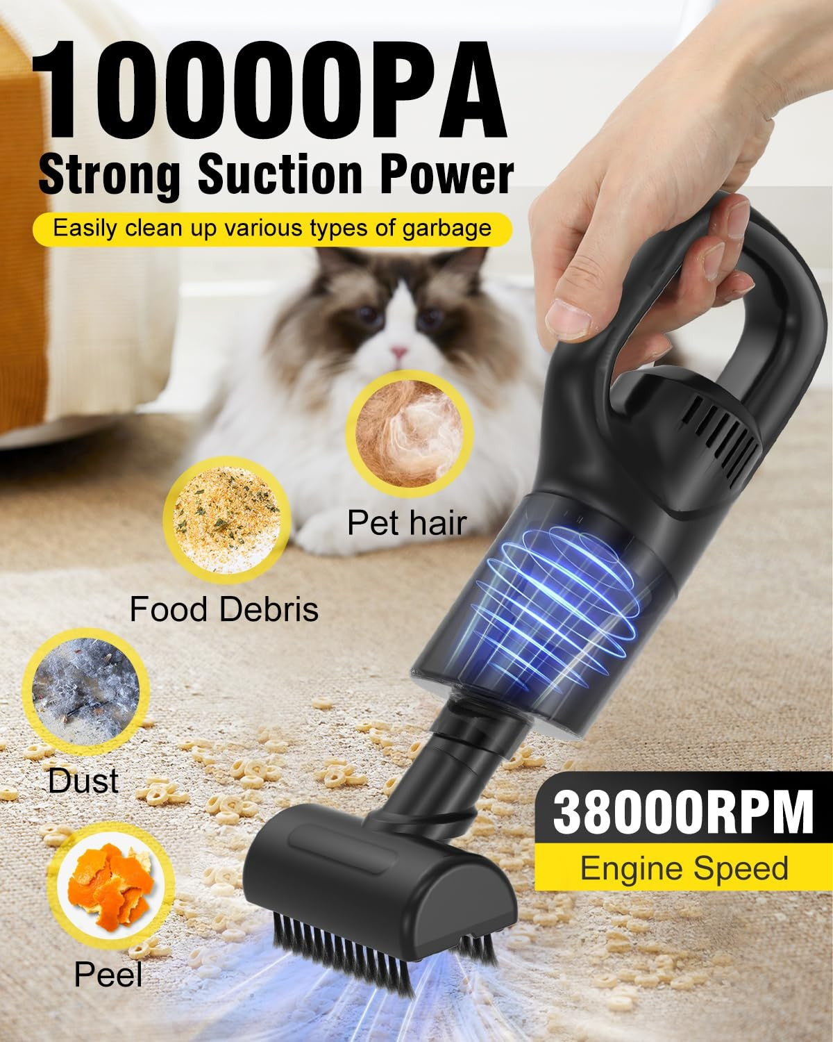 Aspiradora De Mano Inalámbrica, Portátil, Recargable E Inalámbrica