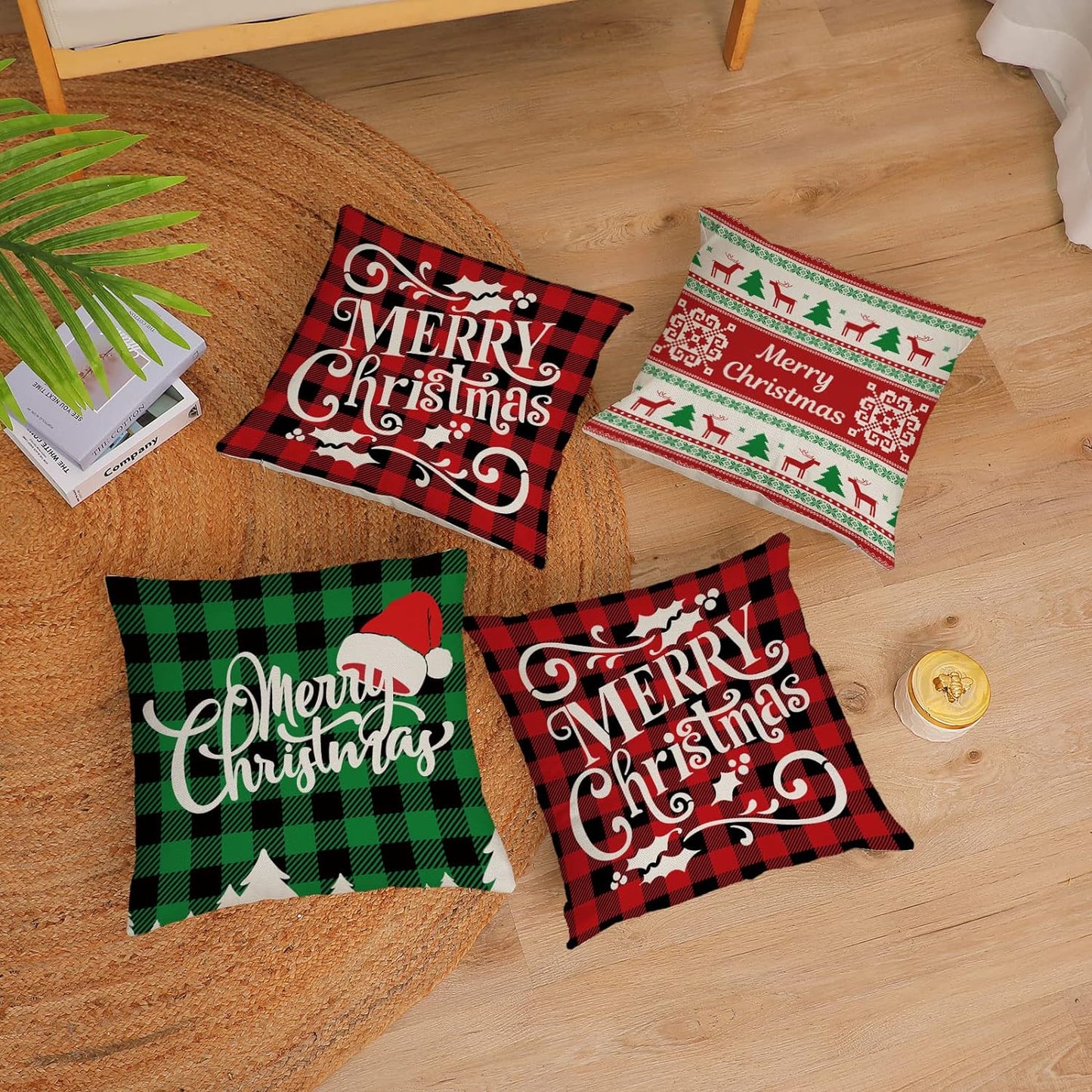 Fundas De Almohada Navideñas Navidenas De 18 X 18 Juego 4 Almohadas Decorativas